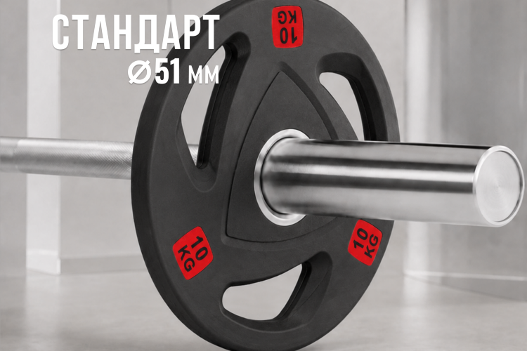 Диск 51 мм. NEO обрезиненный с 3-мя хватами 10 кг, VictoryFit VF-ST51100