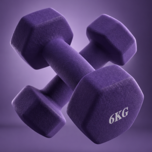 Гантель неразборная гексагональная неопрен 6 кг (фиолетовая) VictoryFit VF-DHN060