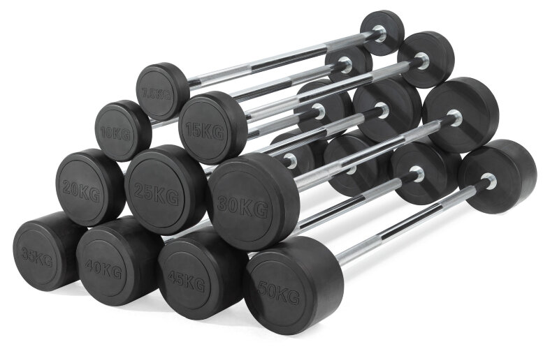 Штанга неразборная обрезиненная 35 кг. Прямой гриф. VictoryFit VF-DX4350