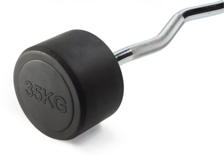 Штанга неразборная обрезиненная 35 кг. Изогнутый гриф. VictoryFit VF-DX5350