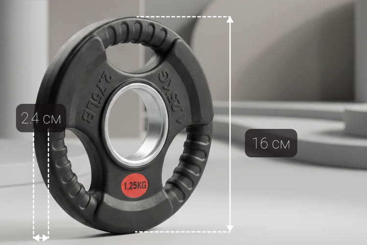 Диск 51 мм. обрезиненный с 3-мя хватами 1,25 кг, VictoryFit VF-S510125